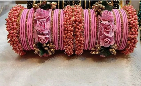 Martina Jewels Colour Bangles Set For Both Hands BG-102 - Light Pink, 6