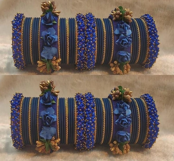 Martina Jewels Colour Bangles Set For Both Hands BG-102 - Navy Blue, 6