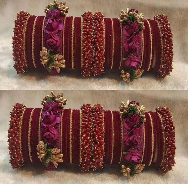 Martina Jewels Colour Bangles Set For Both Hands BG-102 - Wine, 6