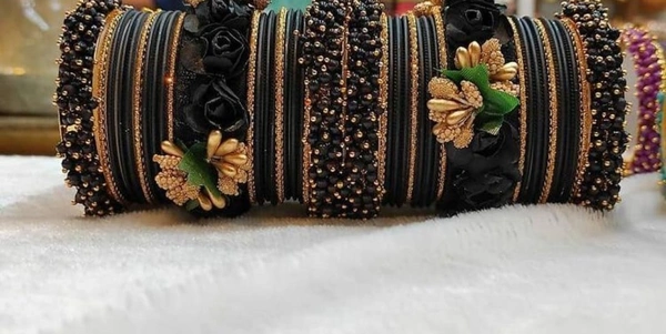 Martina Jewels Colour Bangles Set For Both Hands BG-102 - Black, 6