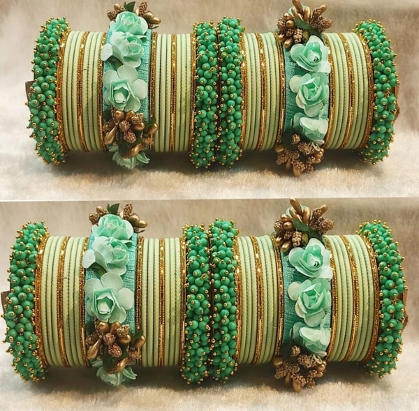 Martina Jewels Colour Bangles Set For Both Hands BG-102 - Pista Green, 6