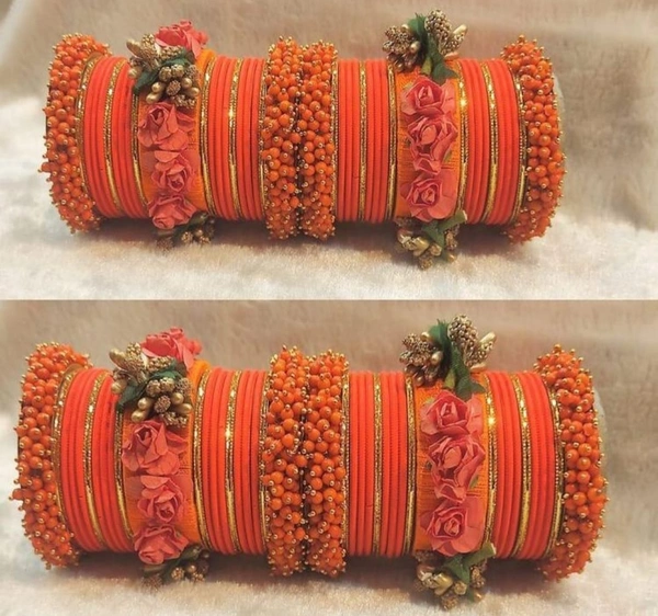 Martina Jewels Colour Bangles Set For Both Hands BG-102 - Orange, 6