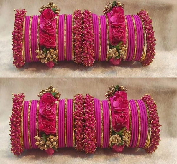 Martina Jewels Colour Bangles Set For Both Hands BG-102 - Dark Pink, 6