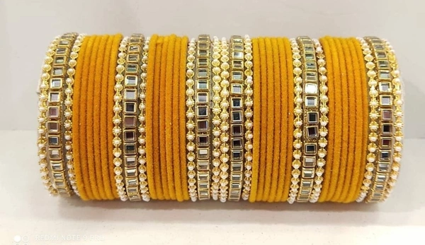 Martina Jewels Colour Bangles Set For Both Hands BG-103 - Haldi, 6