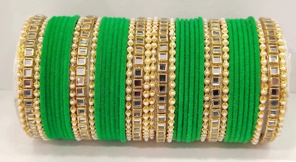 Martina Jewels Colour Bangles Set For Both Hands BG-103 - Green, 6