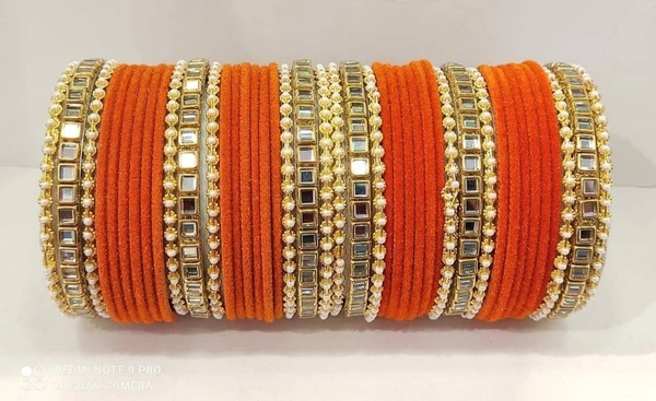 Martina Jewels Colour Bangles Set For Both Hands BG-103 - Orange, 6