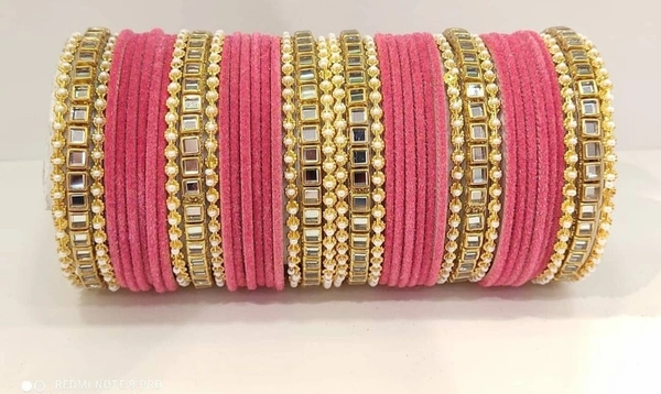 Martina Jewels Colour Bangles Set For Both Hands BG-103 - Pink, 6