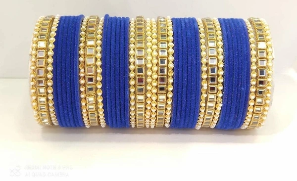 Martina Jewels Colour Bangles Set For Both Hands BG-103 - Navy Blue, 6