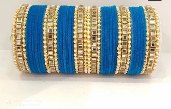 Martina Jewels Colour Bangles Set For Both Hands BG-103 - Firozi, 6