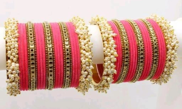 Martina Jewels Colour Bangles Set For Both Hands BG-105 - Red, 6