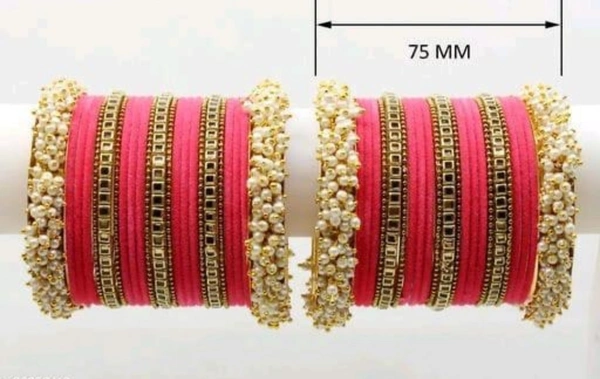 Martina Jewels Colour Bangles Set For Both Hands BG-105 - Pink, 6