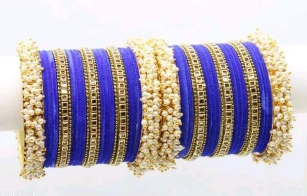 Martina Jewels Colour Bangles Set For Both Hands BG-105 - Blue, 6