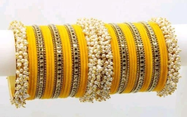 Martina Jewels Colour Bangles Set For Both Hands BG-105 - Yellow , 6