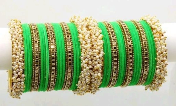 Martina Jewels Colour Bangles Set For Both Hands BG-105 - Green, 6