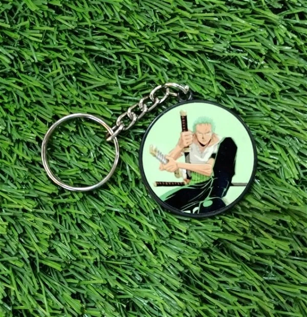 Plastic Metal Glitter Keychain - Round Shape