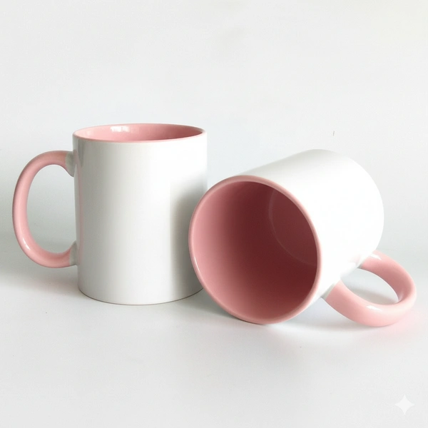 3 Tone Inner & Handle Color Mugs - Baby Pink