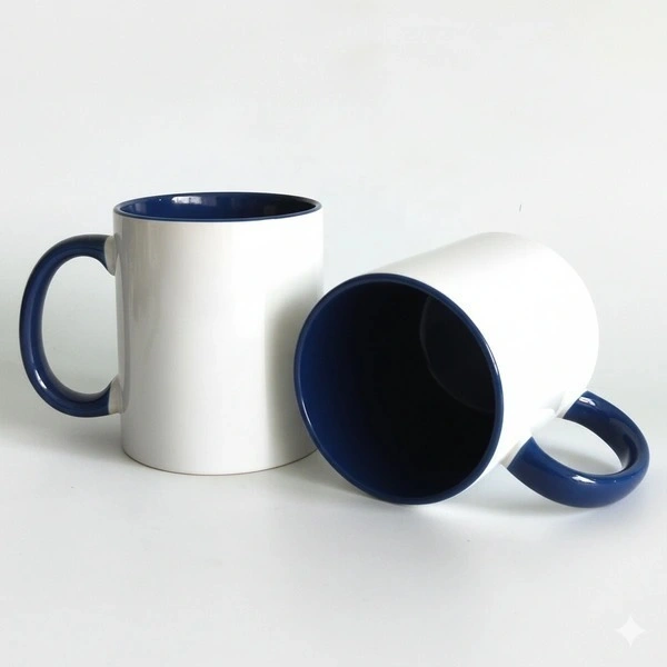 3 Tone Inner & Handle Color Mugs - Dark Blue
