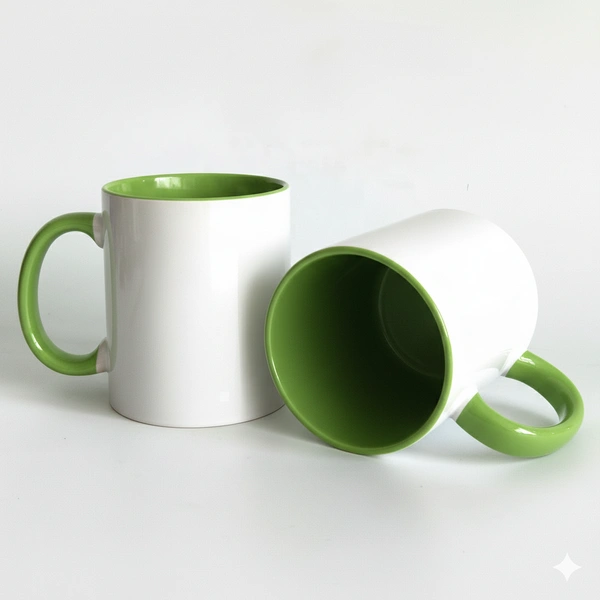 3 Tone Inner & Handle Color Mugs - Parrot Green