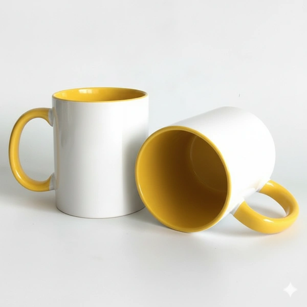 3 Tone Inner & Handle Color Mugs - Yellow