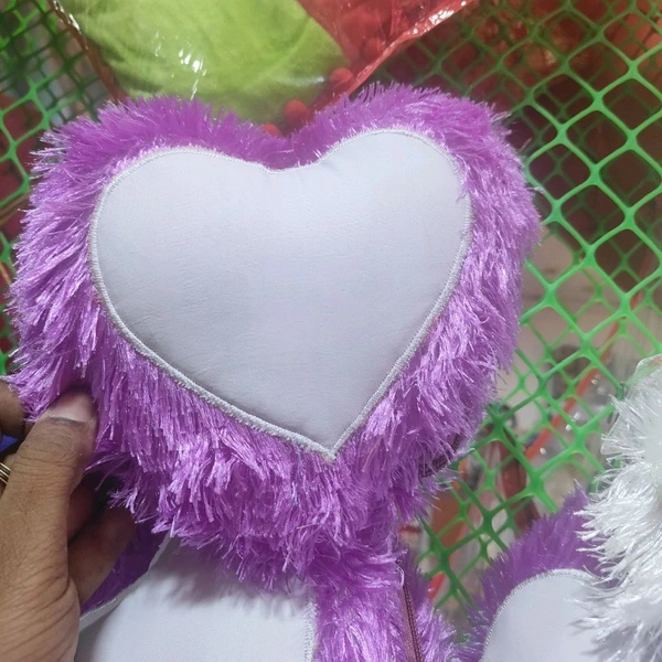 Mini Fur Pillow - Heart Shape - Purple