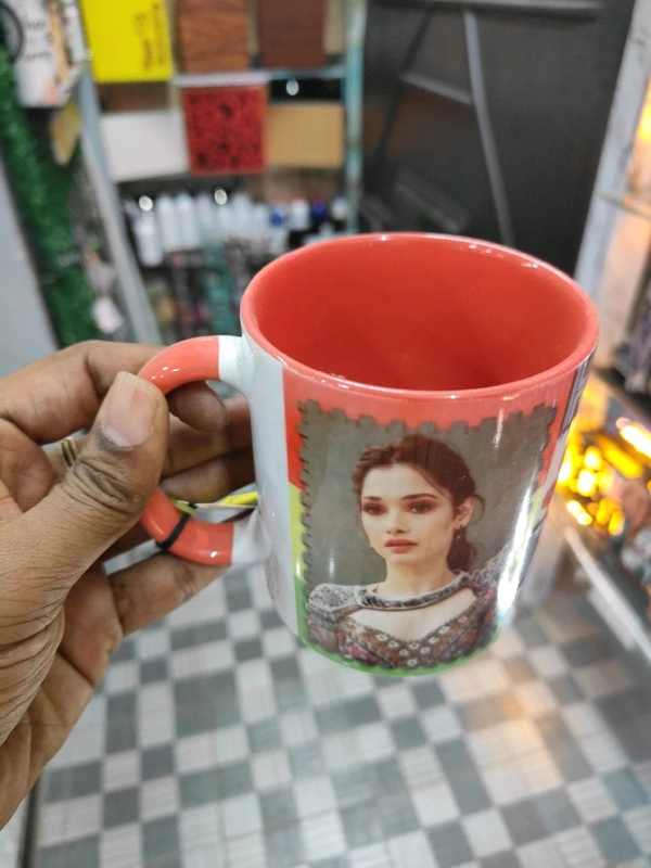 3 Tone Inner & Handle Color Mugs - Red