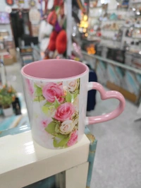 3 Tone Inner & Heart Handle Color Mugs - Red