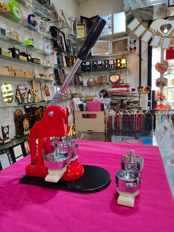 58mm Round Badge Machine Combo - Red & Black