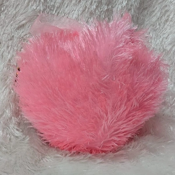 Mini Fur Pillow - Heart Shape - Pink