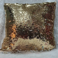Sequin/Chamki Pillow - Square Shape - Gold