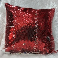 Sequin/Chamki Pillow - Square Shape - Red
