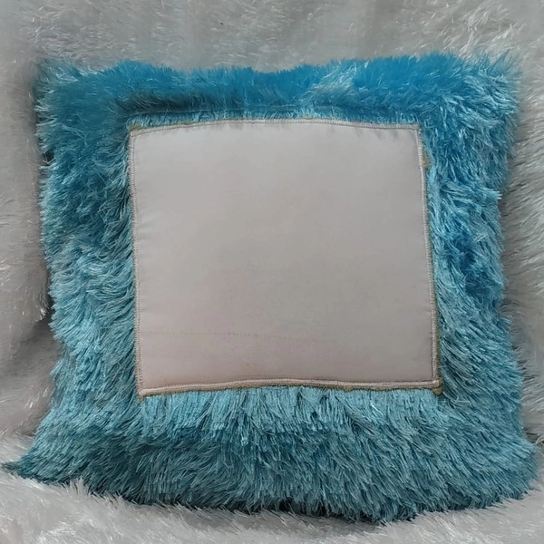 Fur Pillow - Square Shape - Sky Blue