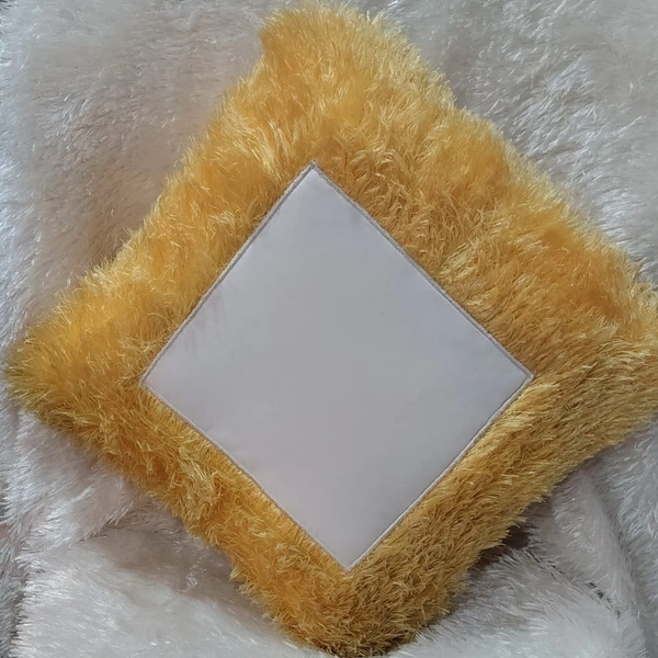 Fur Pillow - Square Shape - Yellow