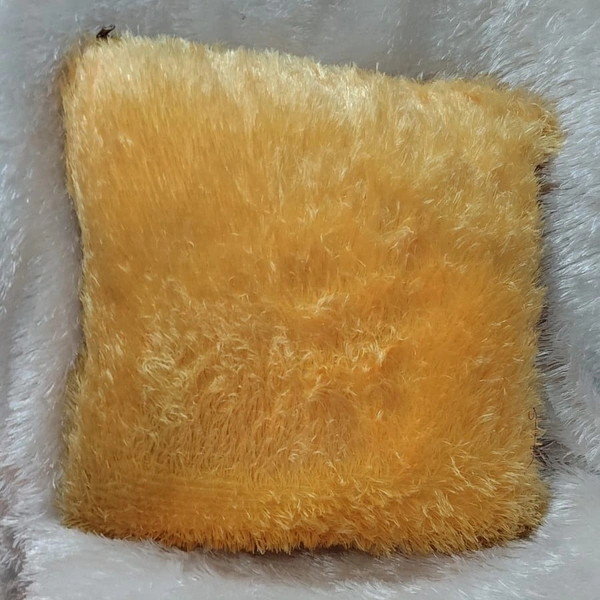 Fur Pillow - Square Shape - Yellow