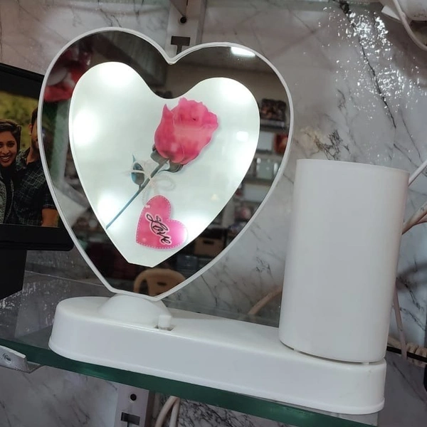 Small - Heart White With Pen Stand Magic Mirror