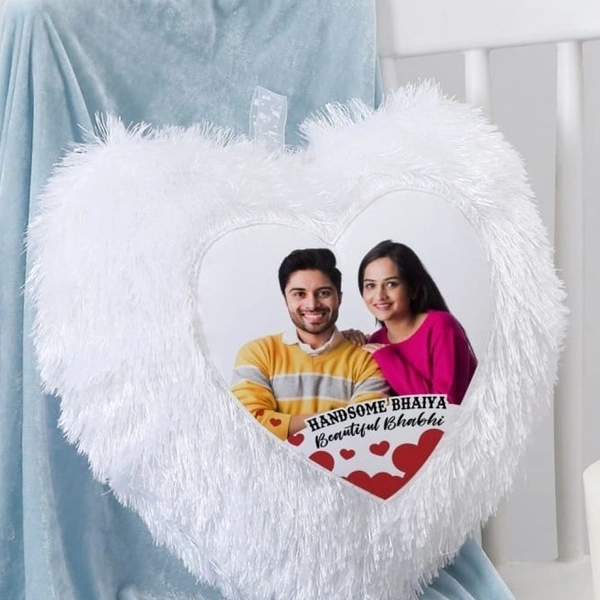 Fur Pillows - Heart Shape - White