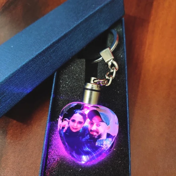 Printed LED Crystal Key Chain - Heart Shape