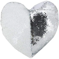 Sequin/Chamki Pillow - Heart Shape - Silver