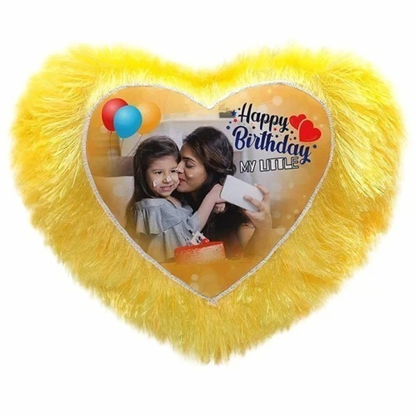 Fur Pillows - Heart Shape - Yellow