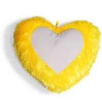 Fur Pillows - Heart Shape - Yellow