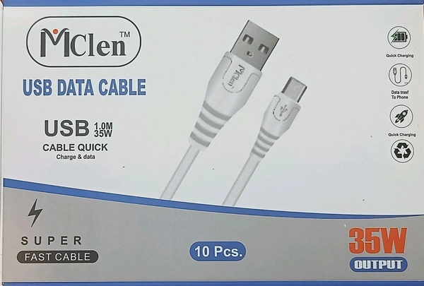 Mclen 35 Watt USB Type C Quick Data Cable (10 Piece Master Box)