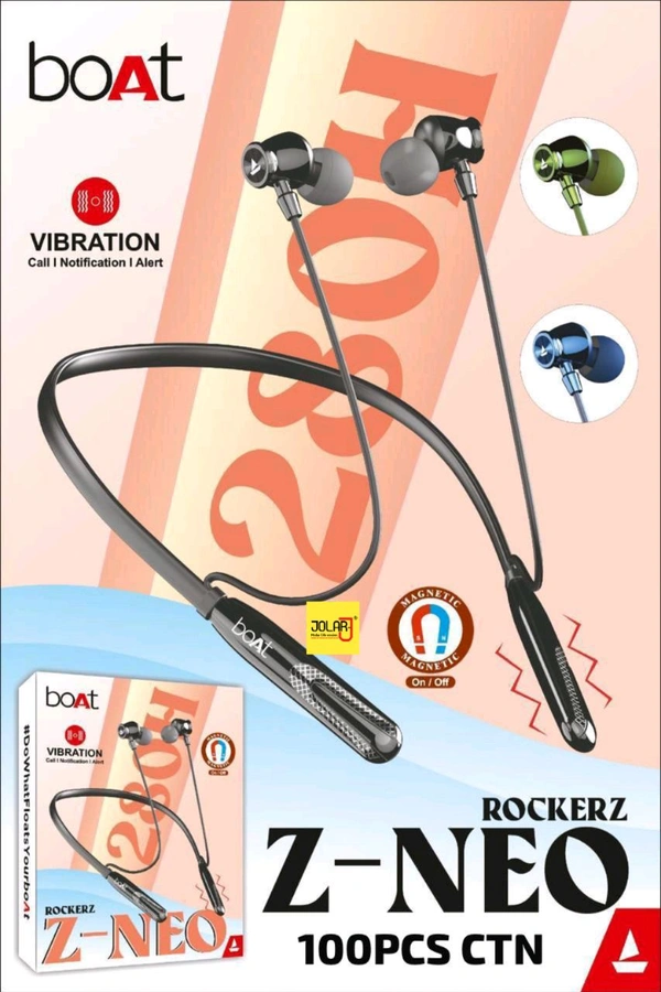 BOAT ROKERZ Z-NEO NECKBAND SMART ON-OFF💫 WITH VIBRATION 280 HOUR BATTERY BACKUP 🔋✅✨