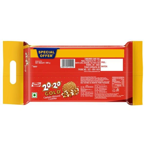 Parle 20-20 Gold Cashew Almond Cookies 1kg
