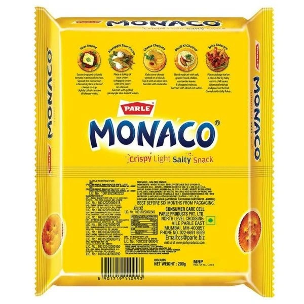 Parle Monaco Salted Biscuits 200 g