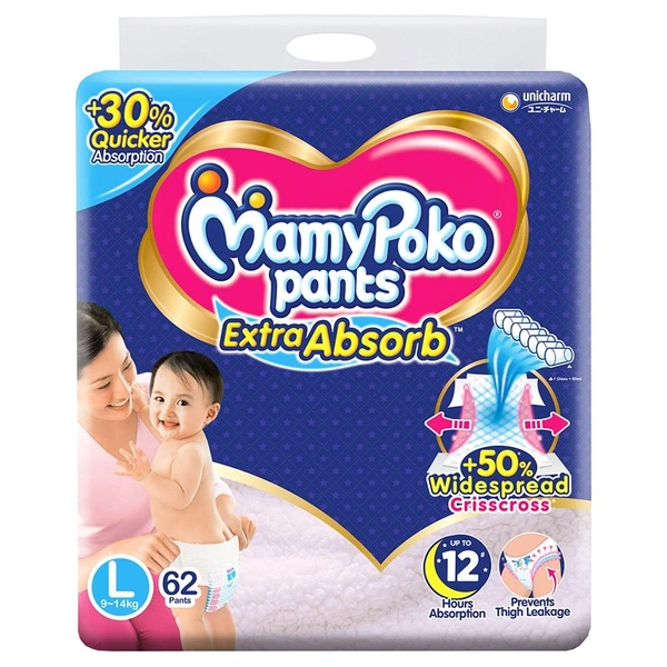 MamyPoko Extra Absorb Pants (L) 62 count (9-14 kg)