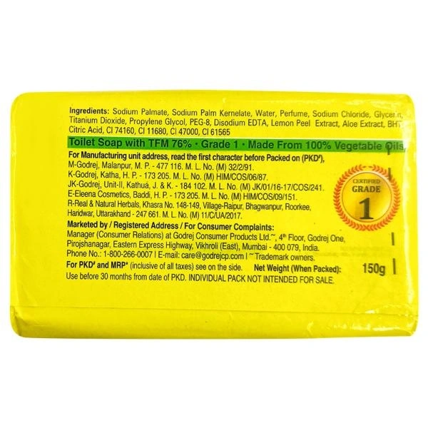 Godrej No. 1 Extra Strong Lime Bathing Soap 150 g (Buy 3 Get 1 Free)