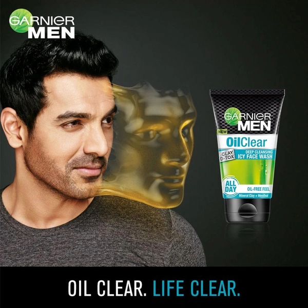 Garnier Men Oil Clear Deep Cleansing Clay D-Tox Icy Face Wash 100 g