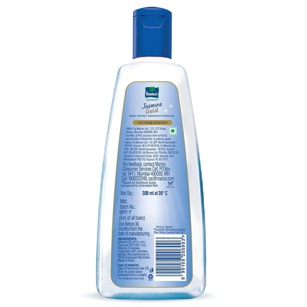 Parachute Advansed Jasmine Gold Coconut Non-Sticky Hair Oil 300 ml