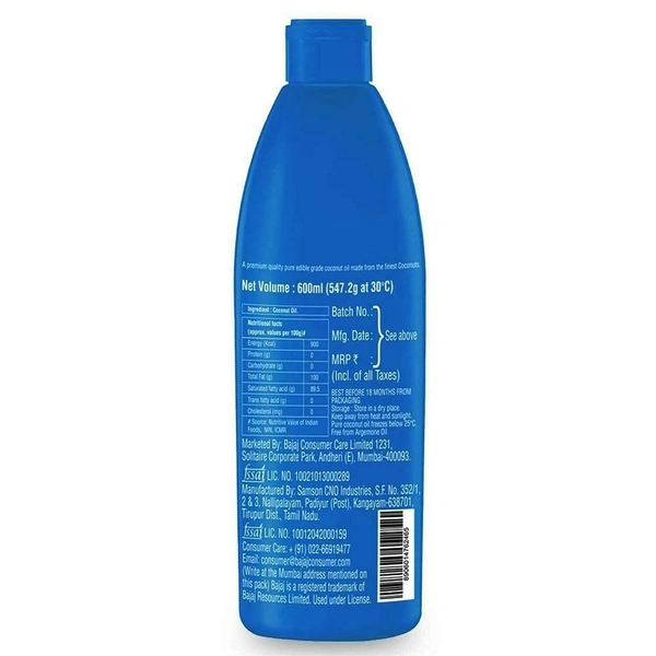 Bajaj 100% Pure Coconut Oil 600 ml