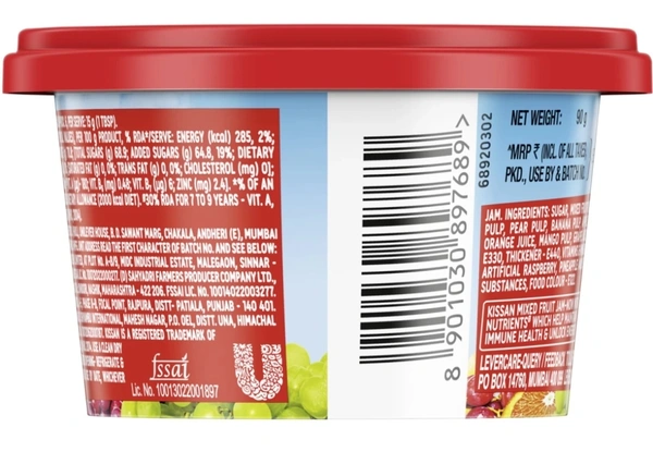 Kissan Jam Mix Fruit Tub 90 g