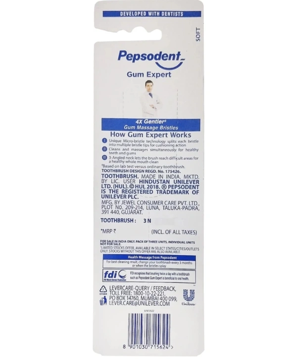 PEPSODENT Gum Expert Soft Toothbrush (Buy 2 Get1 Free) (3 Toothbrushes)